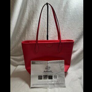 Kate Spade bright pink watermelon Lori Tote Like New with COA